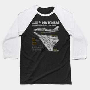 F14 Tomcat Blueprint Baseball T-Shirt